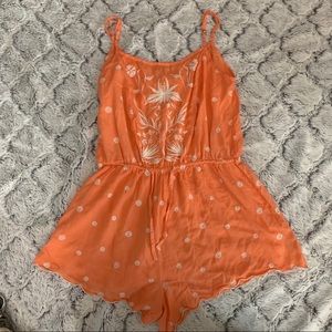 Orange Embroidered Romper